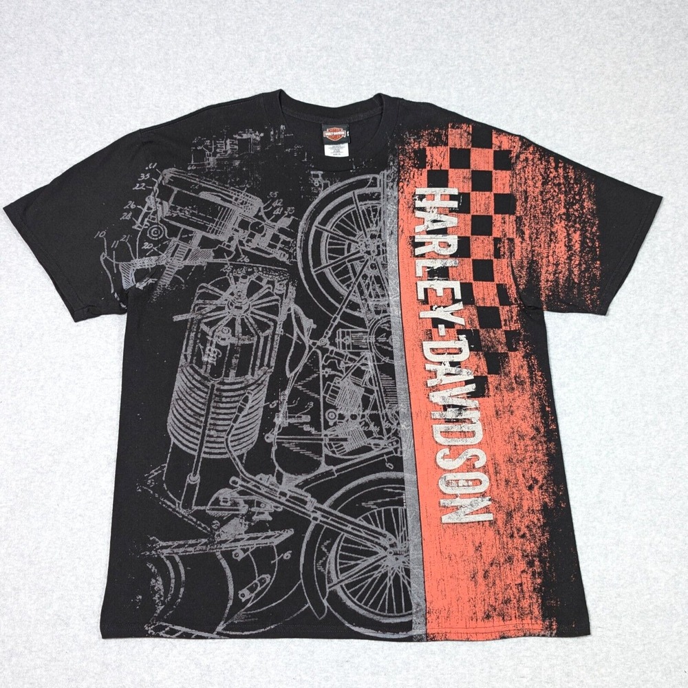 Harley Davidson Cherokee NC T-Shirt Mens XL All Over Print